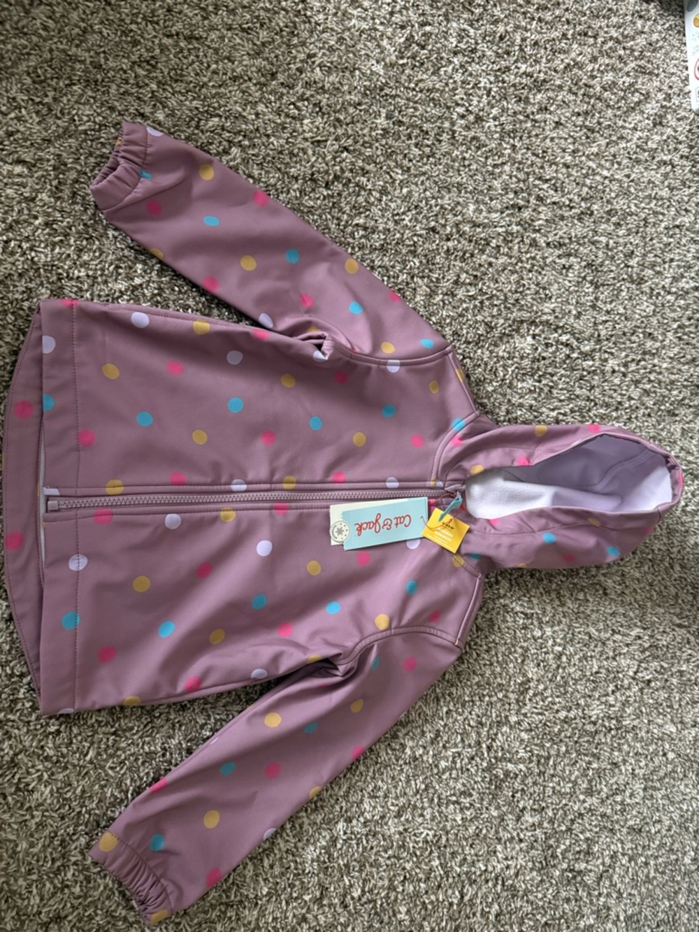 Cat & Jack Mauve Polka Dot Hooded Rain Jacket